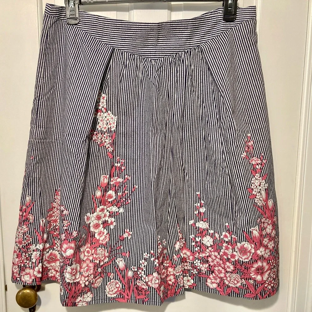 NEW ModCloth Ruby Belle Skirt Navy Pink Floral Woman’s 18 Plus Size - Picture 1 of 12